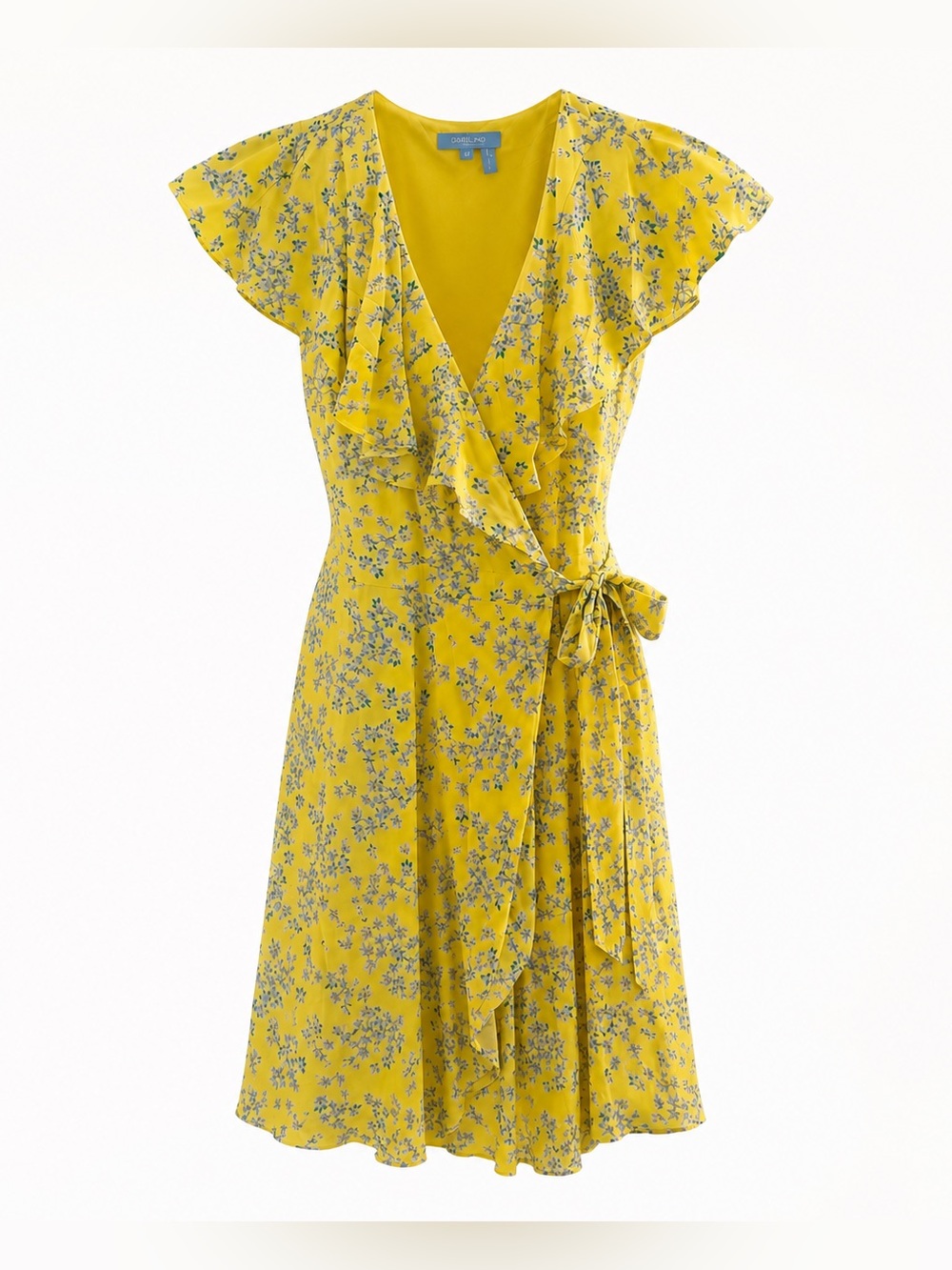 Draper James Yellow Floral Wrap Midi Dress